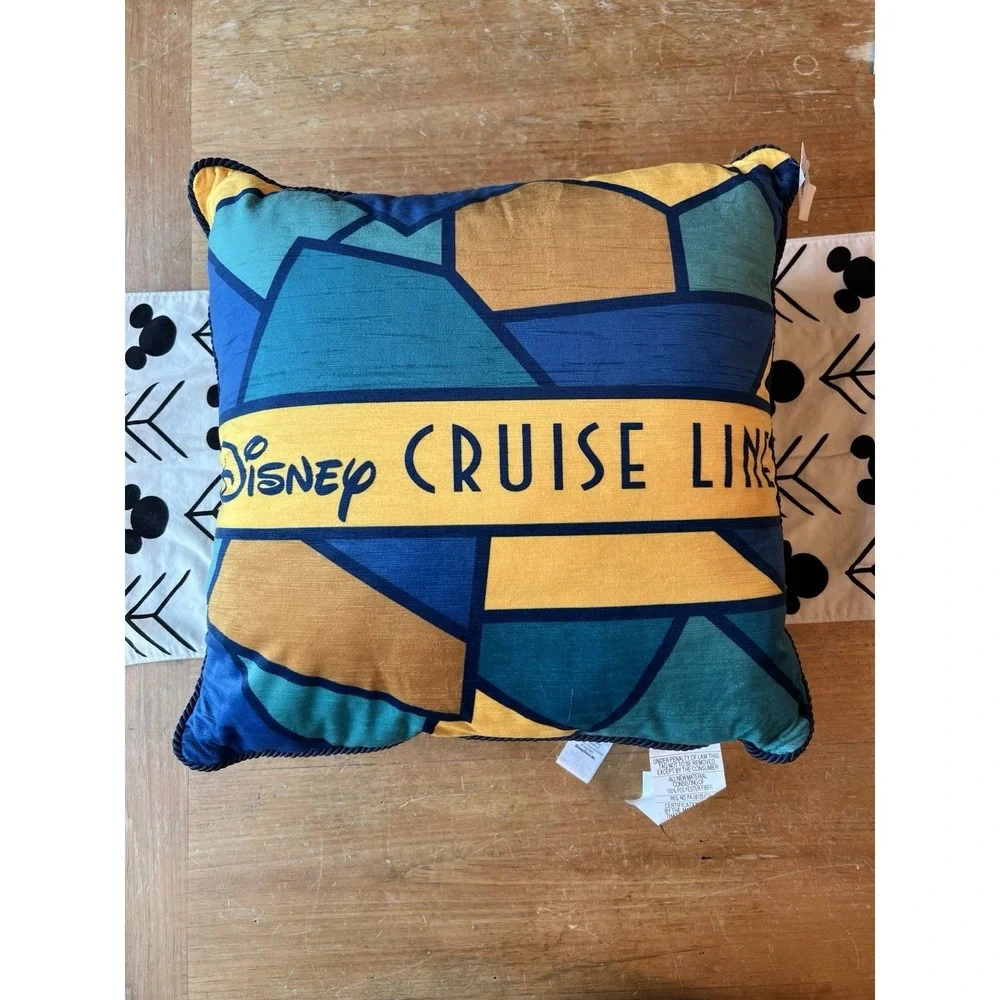 Disney Cruise Line - Colorful Mosaic Collection Throw Pillow DCL Blue Yellow NWT